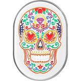 Figurati Designs Antenna Cover - Left Rear Fender - Sugar Skull - Chrome Fd30-Ac-Ss-Lt