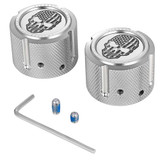 FIGURATI DESIGNS FD27FACSS Figurati Designs Axle Nut Cover - Front - Stainless Steel - American Flag Skull - Contrast Cut - Silver Fd27-Fac-Ss