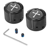 Figurati Designs Axle Nut Cover - Front - Stainless Steel - Cross - Black Fd41-Fac-Bk