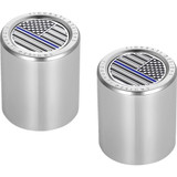Figurati Designs Docking Hardware Covers - American Flag - Blue Line - Short - Stainless Steel Fd70-Dc-2530-Ss