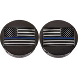 FIGURATI DESIGNS FD71AFBLBLK Figurati Designs Swing Arm Covers - Blue Line American Flag - Custom - Black - Reversed Fd71-Afbl-Blk