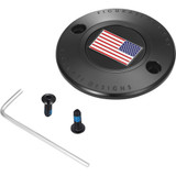 Figurati Designs Timing Cover - 2 Hole - American Flag - Reversed - Black Fd21R-Tc-2H-Blk