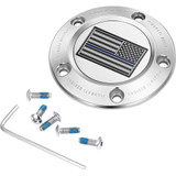 FIGURATI DESIGNS FD70TC5HSS Figurati Designs Timing Cover - 5 Hole - Blue Line American Flag - Stainless Steel Fd70-Tc-5H-Ss