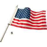 Flag Pole - 12" - With 6"X9" American Flag - Polished Stainless Steel 70602