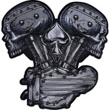 Lethal Threat Metal And Mayhem V-Twin Skull Embroidered Patch - Large Lt30247