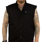 Lethal Threat No Regrets Printed Sleeveless Button Down Shirt - Black - Large Co60190L