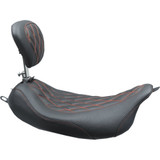 Mustang Wide Tripper Solo Seat - W/ Drivers Backrest - Black W/ American Beauty Red Stitching 79727Ab