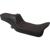 DRAG SPECIALTIES 0801-1925 Predator Iii Seat - Extended Reach - Double Diamnd - Red Stitching - Flh/Flt '08-'24