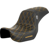 SADDLEMEN SC80604GOL Pro Series Sdc Performance Seat - Carbon Fiber/Lumbar Gripper - Gold Stitch - Dyna '06-'17 Sc80604Gol