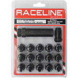Raceline Wheels Lug Nuts - Spline Socket - 12 Mm X 1.25" - With Spline Key - Black - 16 Pack Rlug-Cs19B