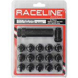 RACELINE WHEELS RLUGCS19B Raceline Wheels Lug Nuts - Spline Socket - 12 Mm X 1.25" - With Spline Key - Black - 16 Pack Rlug-Cs19B