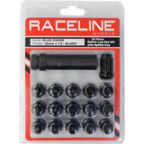 RACELINE WHEELS RLUGCS20B Raceline Wheels Lug Nuts - Spline Socket - 12 Mm X 1.5" - With Spline Key - Black - 16 Pack Rlug-Cs20B