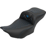 SADDLEMEN 82307190B1 Roadsofa Extended Reach Seat - With Backrest - Honeycomb - Blue Stitch - Fltr/Flhx '23-'24 823-07-190B1