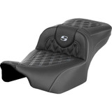 SADDLEMEN 8230718405 Roadsofa Extended Reach Seat - Without Backrest - Lattice - Silver Stitch - Fltr/Flhx '23-'24 823-07-18405
