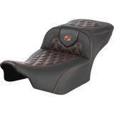 SADDLEMEN 8230720703 Roadsofa Extended Reach Seat - Without Backrest - Lattice Stitch - Orange Stitch - Fl/Fx '23-'24 823-07-20703