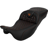 SADDLEMEN 80807B19003 Roadsofa Seat - Honeycomb - Orange Stitch - Extended Reach - Without Backrest - Flh/Flt '08-'23 808-07B-19003