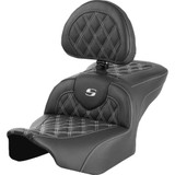 SADDLEMEN 82307182B6 Roadsofa Seat - With Backrest - Lattice Stitch - White Stitch - Fltr/Flhx '23-'24 823-07-182B6
