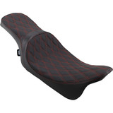 Drag Specialties Predator 2-Up Seat - Double Diamond - Red Stitching - Fl '08-'23