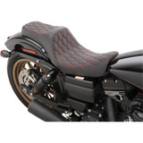 Drag Specialties Predator Iii Seat - Double Diamond - Red Stitching - Fxd/Fld '06-'17