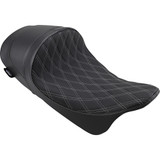 Drag Specialties Forward Low Solo Seat - Diamond - Silver Stitched - Fl '08-'23