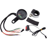 DRAG SPECIALTIES 2210-0422 Drag Specialties 1-7/8" Programmable Speedometer With Indicator Lights - Gloss Black - 220 Kph Led Black Face