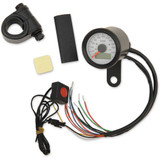 DRAG SPECIALTIES 2210-0423 Drag Specialties 1-7/8" Programmable Speedometer With Indicator Lights - Gloss Black - 220 Kph Led White Face
