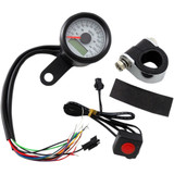 Drag Specialties Programmable Speedometer With Indicator Lights - Gloss Black - 140 Mph Led White Face - 1-7/8"