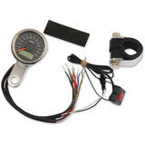 DRAG SPECIALTIES 2210-0416 Drag Specialties Programmable Speedometer With Indicator Lights - Stainless Steel - 140 Mph Led Black Face - 1-7/8"