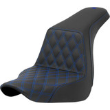 SADDLEMEN 8182917201 Step-Up Seat - Front Lattice Stitch - Blue Stitch - Fxlr/Flsb '18-'21 818-29-17201