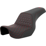 SADDLEMEN 8060417704 Step-Up Seat - Honeycomb - Red Stitching - Dyna '06-'17 806-04-17704