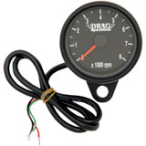 Drag Specialties Mini Electronic Tachometer - Black - Backlit Led Black Face - 2.4"