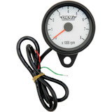 DRAG SPECIALTIES 2211-0126 Drag Specialties Mini Electronic Tachometer - White - Backlit Led Black Face - 2.4"