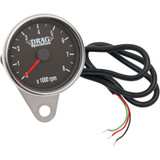 Drag Specialties Mini Electronic Tachometer - Polished - Backlit Led Black Face - 2.4"