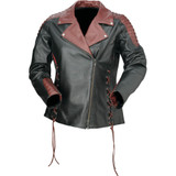 Z1R Women'S Combiner Leather Jacket - Black/Red - Xs Z1R Women'S Combiner Leather Jacket - Black/Red - Xs