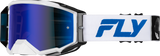 Fly Racing Zone Pro Goggle White/Blue W/ Dark Blue Mirror/Smoke Lens 37-5188