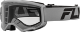 Fly Racing Youth Focus Goggle Silver/Char W/ Clear Lens 37-51157Y