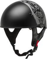 Gmax H1658077 Gmax Hh-65 Half Helmet Tormentor Naked Matte Black/Silver Xl H1658077