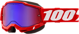 100% Accuri 2 Snowmobile Goggle Neon Red Mirror Red/Blue Lens 50022-00005