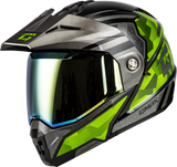 Gmax M17411064 Gmax Md-74 Striker Modular Helmet W Gld Shld Blk/Slvr/Grn Mtlc Sm M17411064