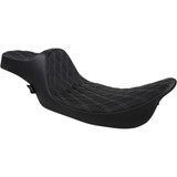 DRAG SPECIALTIES 0801-1370 Drag Specialties Extended Reach Predator Iii Seat - Double Diamond - Black W/ Silver Stitching - Fl '99-'07
