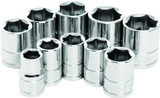 PERFORMANCE TOOL W38202 Performance Tool 10 Pc 3/8" Met Socket Set Shallow W38202