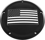 Custom Engraving PATR21-67BG Custom Engraving 6 M8 Softail Derby Cover American Flag Black Patr21-67Bg