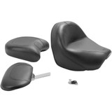 MUSTANG 79283 Mustang Seat - Vintage - Wide - Touring - With Driver Backrest - Two-Piece - Smooth - Black - Vl 79283