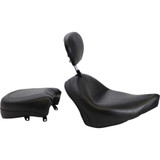 MUSTANG 79381 Mustang Seat - Vintage - Wide - Touring - With Driver Backrest - Two-Piece - Smooth - Black - Vegas 79381