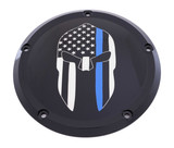 Custom Engraving LE02-46BG Custom Engraving 7 M8 Flt/Flh Derby Cover Sparta Blue Line Black Le02-46Bg