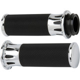 Arlen Ness Grips - Deep Cut - Tbw - Chrome 07-318