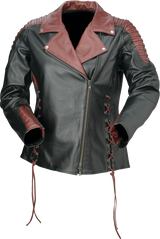 Z1R 2813-1014 Z1R Women'S Combiner Leather Jacket - Black/Red - 1W