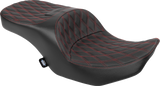 DRAG SPECIALTIES SEATS Drag Specialties Seats Seat Freedom Tour 2-Up Black Vinyl Dd Red Stitch Touring