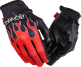 Thrashin Supply Co. Glove Flame Stealth Leather Palm Red Medium Sv1-21-09