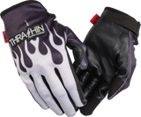 Thrashin Supply Co. Glove Flame Stealth Leather Palm Gray Small Sv1-22-08